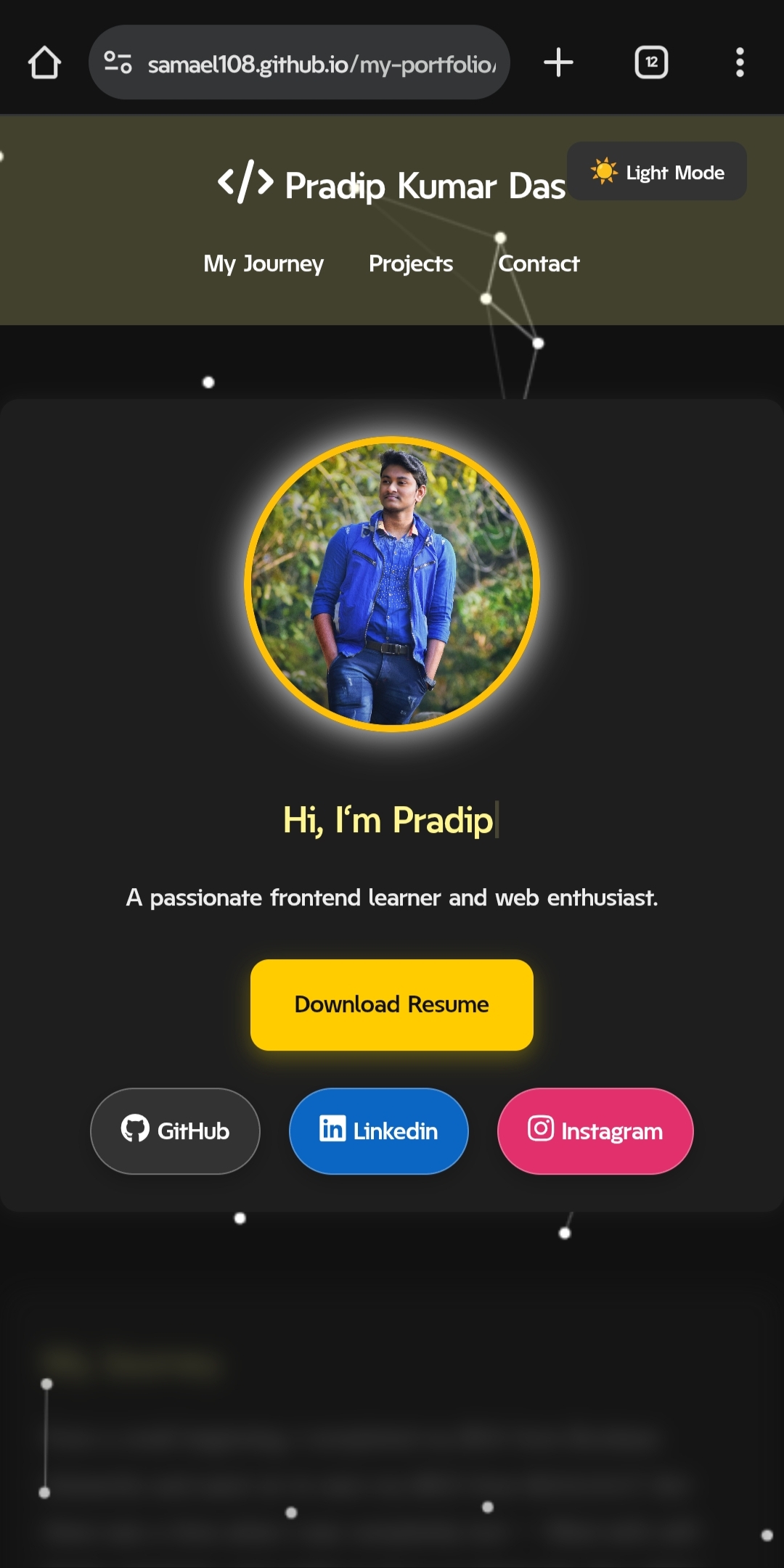 Portfolio website Screenshot